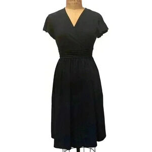 Grecerelle Short Sleeve V-Neck Wrap Dress Navy NWT Size S